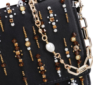 Midnight Pearl Embellished Chain Bag