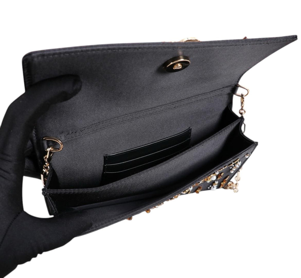 Midnight Pearl Embellished Chain Bag