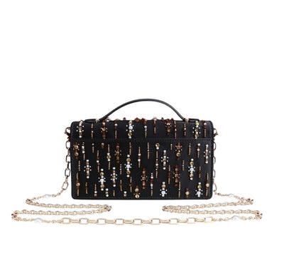 Midnight Pearl Embellished Chain Bag