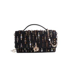 Midnight Pearl Embellished Chain Bag