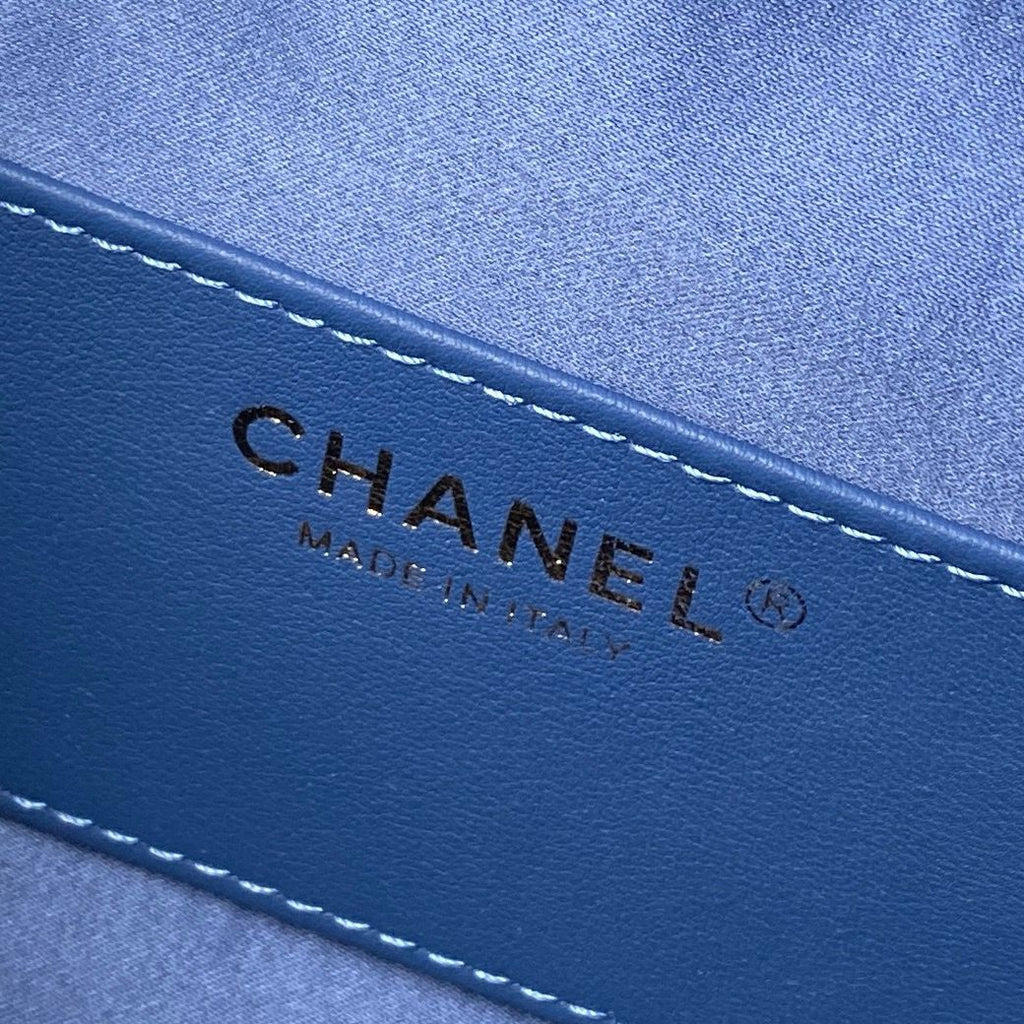 Azure Quilted Chain Tote