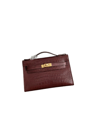 Hermes Kelly Croc Luxe Clutch