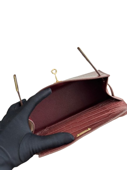 Hermes Kelly Croc Luxe Clutch
