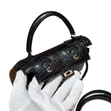 Load image into Gallery viewer, Noir Croc Mini Satchel