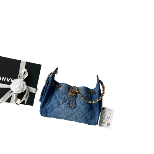 Azure Quilted Chain Tote