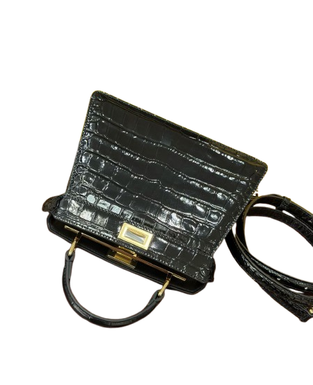 Noir Croc Mini Satchel