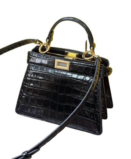 Noir Croc Mini Satchel